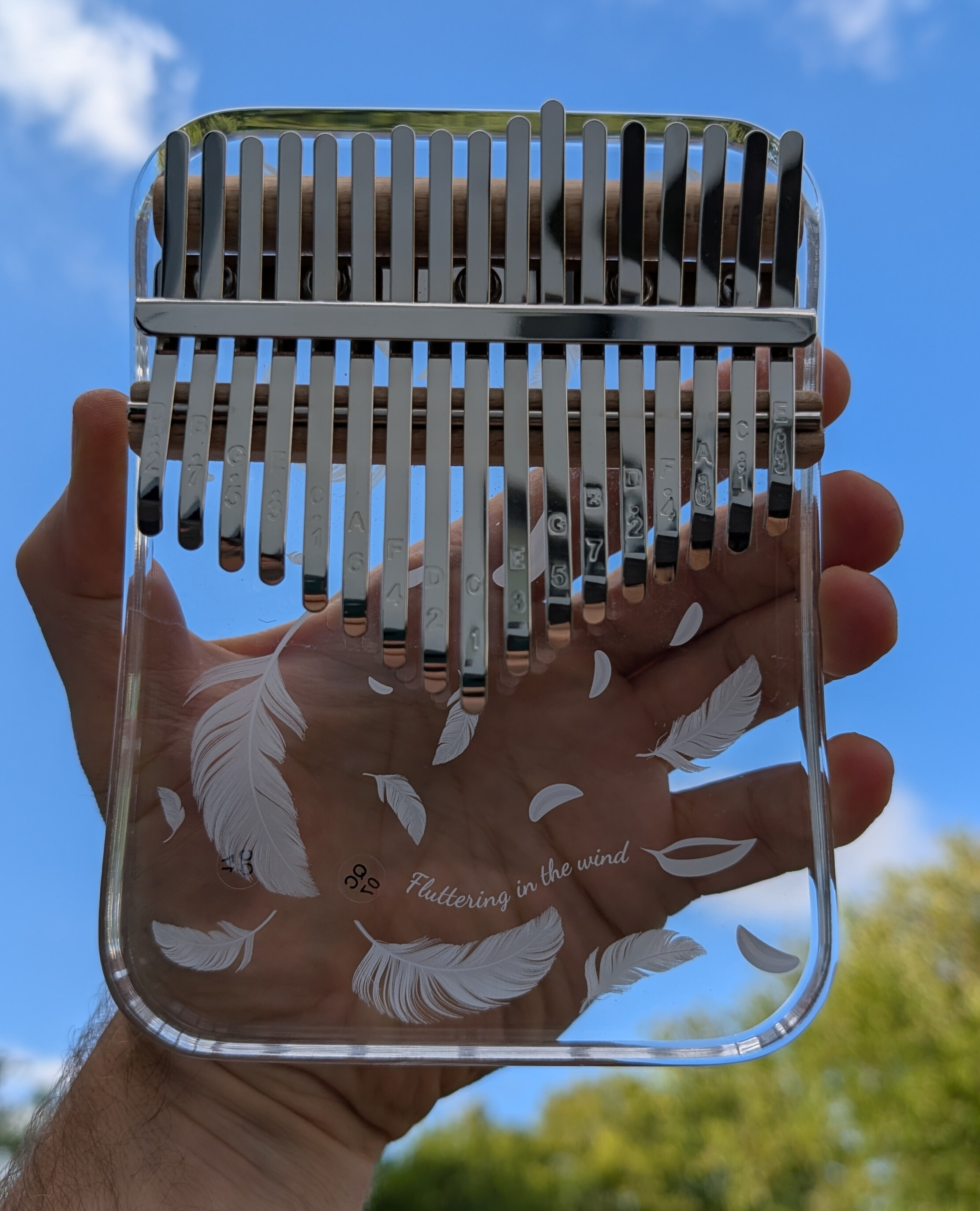 Hluru Kalimba 17 Acrylic, Feder design