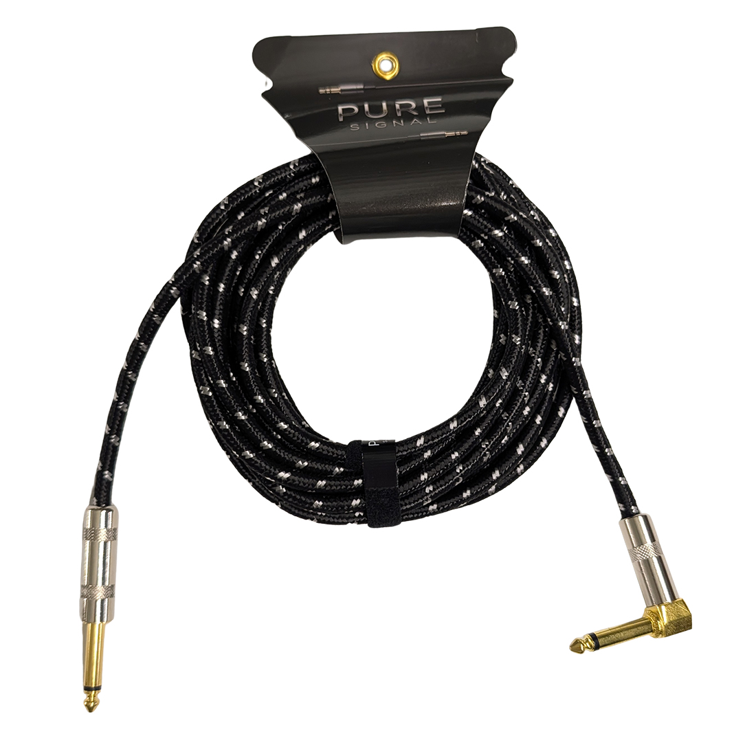 Pure Signal - Stoffkabel - Klinke 6,3mm Mono / Klinke 90° 6,3mm Mono - 5 Meter