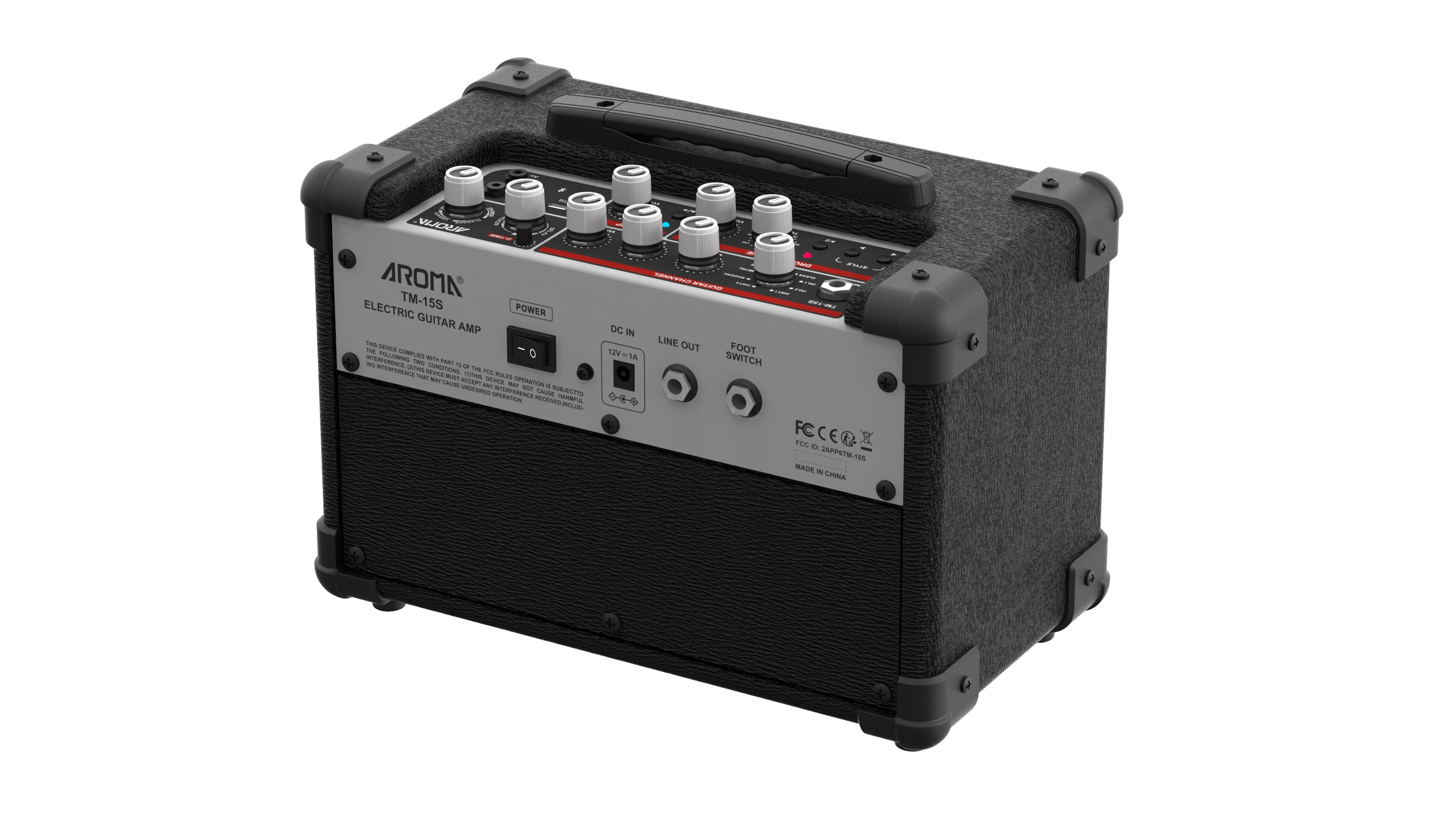 Aroma TM-15S Akku E-Gitarrenamp 15W mit Fußpedal