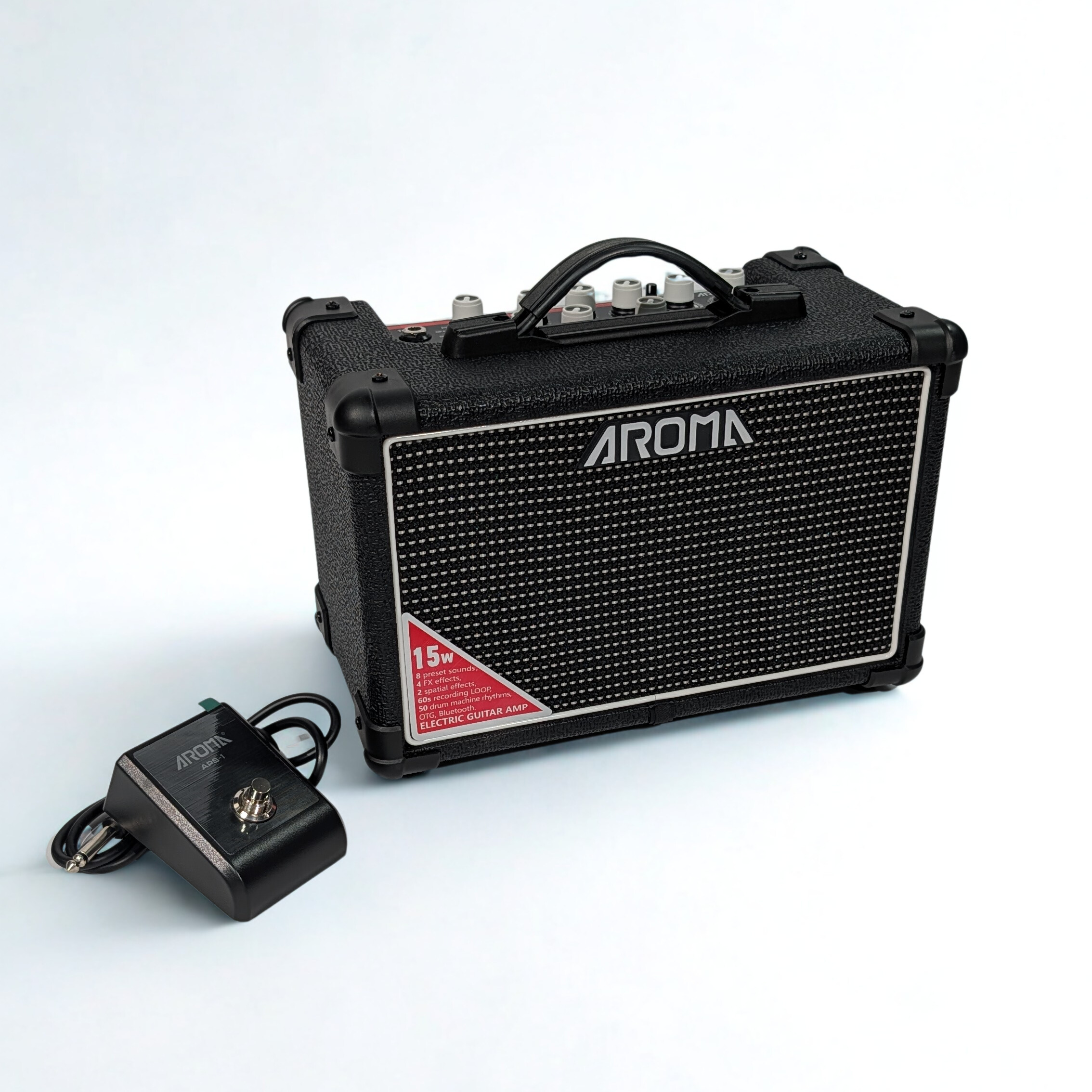 Aroma TM-15S E-Gitarrenamp 15W mit Fußpedal