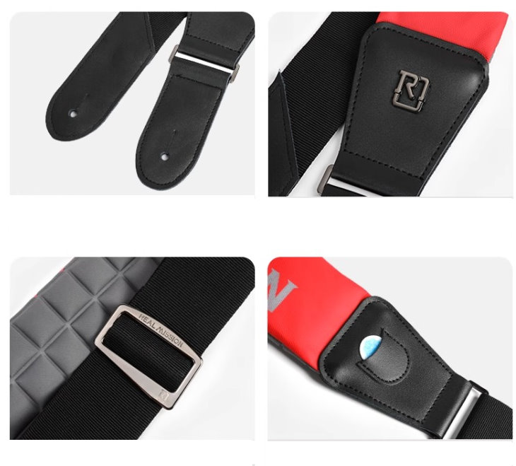 Gitarren Gurt breit mit extra Polsterung - Real Mission - Amanda - Black