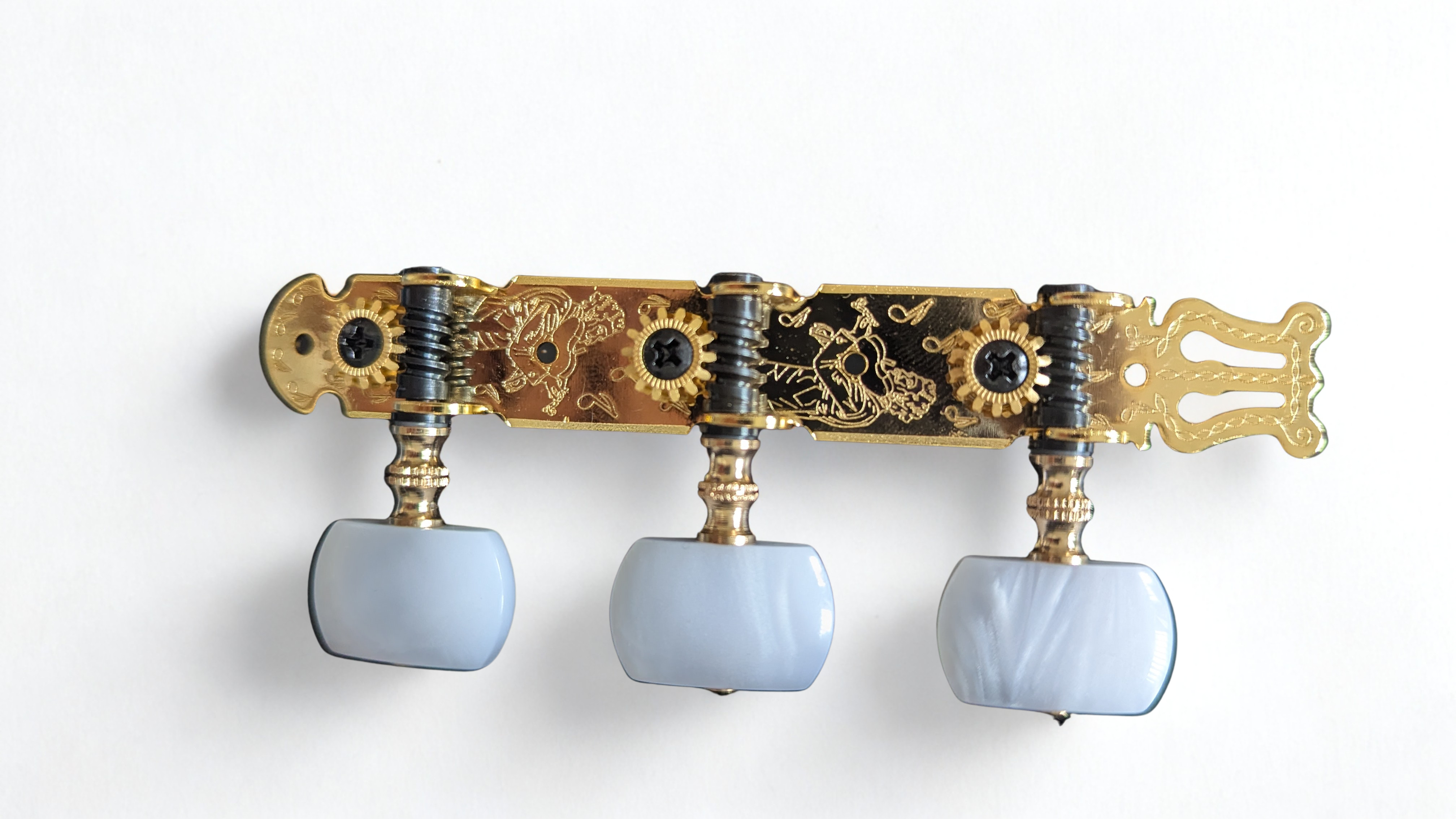 Stimmmechanik Konzertgitarre mit Lyra-Design Gold / Perlweiß