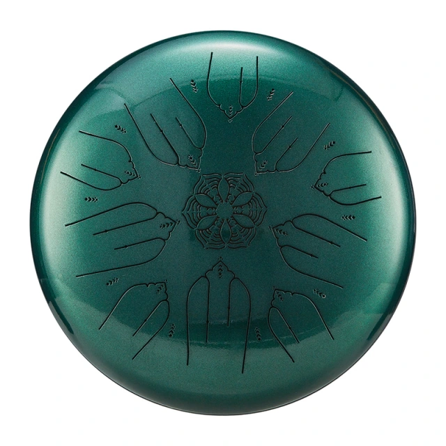 U-Turn EQ 432Hz Wood & Steel Tongue Drum 12" 10 Töne - Jewel Green