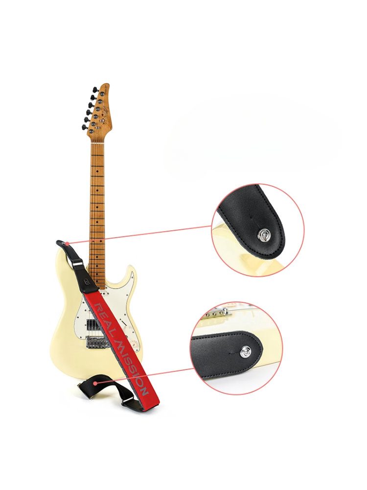 Gitarren Gurt breit mit extra Polsterung - Real Mission - Amanda - Black